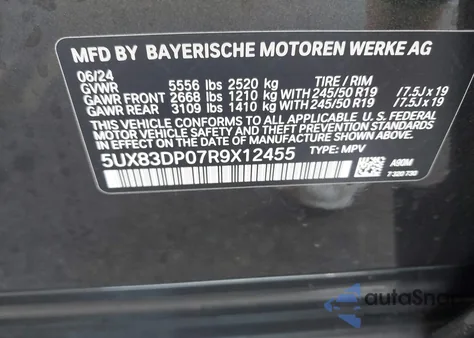 2024 BMW X3 M40I z USA, uszkodzony, nr VIN 5UX83DP07R9X12455